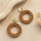 Rattan Wicker Donut Style Dangle Earring