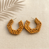 Rattan Bamboo Hoop Earrings
