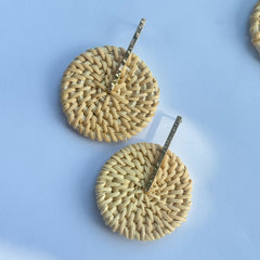 Rattan Woven Round Drop Earrings
