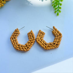 Rattan Bamboo Hoop Earrings