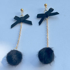 Chic Bow Pom Earrings