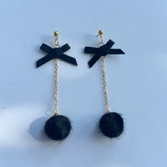 Chic Bow Pom Earrings