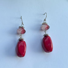 Crimson Glow Dangle Earrings