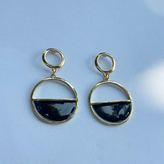 Dual-Tone Circle Earrings