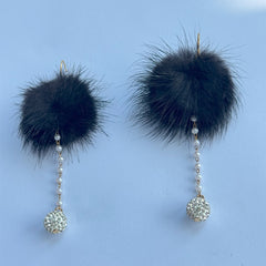 Luxe Fur Beads Drop Earrings