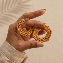 Rattan Bamboo Hoop Earrings