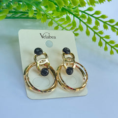 Golden Noir Circle Chanel Earring