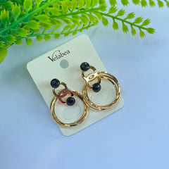 Golden Noir Circle Chanel Earring