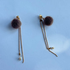 Luxe Furry Pom Drop Earrings