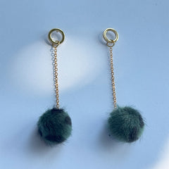 Luxe Furry Pom Drop Earrings