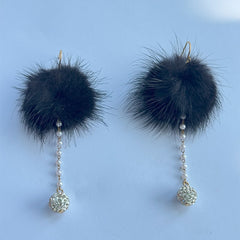 Luxe Fur Beads Drop Earrings