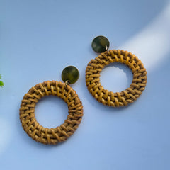 Rattan Wicker Donut Style Dangle Earring