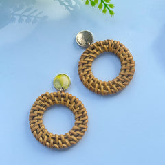 Rattan Wicker Donut Style Dangle Earring