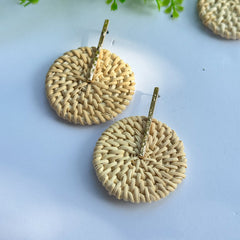 Rattan Woven Round Drop Earrings