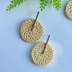 Rattan Woven Round Drop Earrings