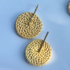 Rattan Woven Round Drop Earrings