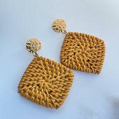 Classic Rattan Square Dangle Earring