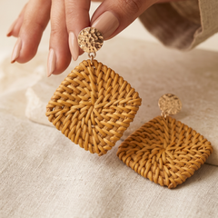 Classic Rattan Square Dangle Earring