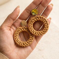 Rattan Wicker Donut Style Dangle Earring