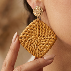 Classic Rattan Square Dangle Earring